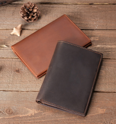 FullGrainLeatherPassportWalletRetroLeatherCardHolderWalletRFIDBifoldWalletUnisexShortWallet_1