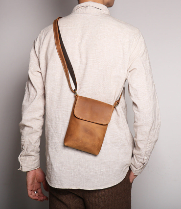 HandmadeGenuineLeatherSatchelBagShoulderBagFullGrainLeatherSmallCrossbodyBagForMens_1