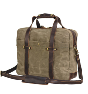 WaxedCanvasMessengerBagCanvasBriefcaseLaptopBagLeatherCrossbodyBagWorkbriefcaseCanvasBriefcaseForMen_1