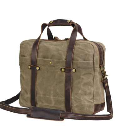 WaxedCanvasMessengerBagCanvasBriefcaseLaptopBagLeatherCrossbodyBagWorkbriefcaseCanvasBriefcaseForMen_1