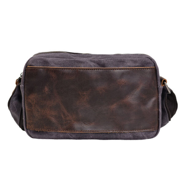 Leather Vintage Crossbody Bag Canvas Shoulder Bag iPad Bag - Image 4